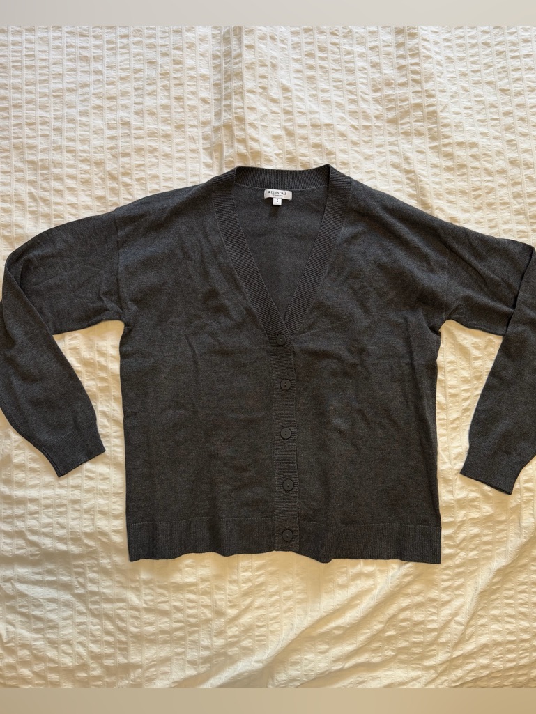 Women’s Charcoal V-Neck Button Cardigan Sweater
